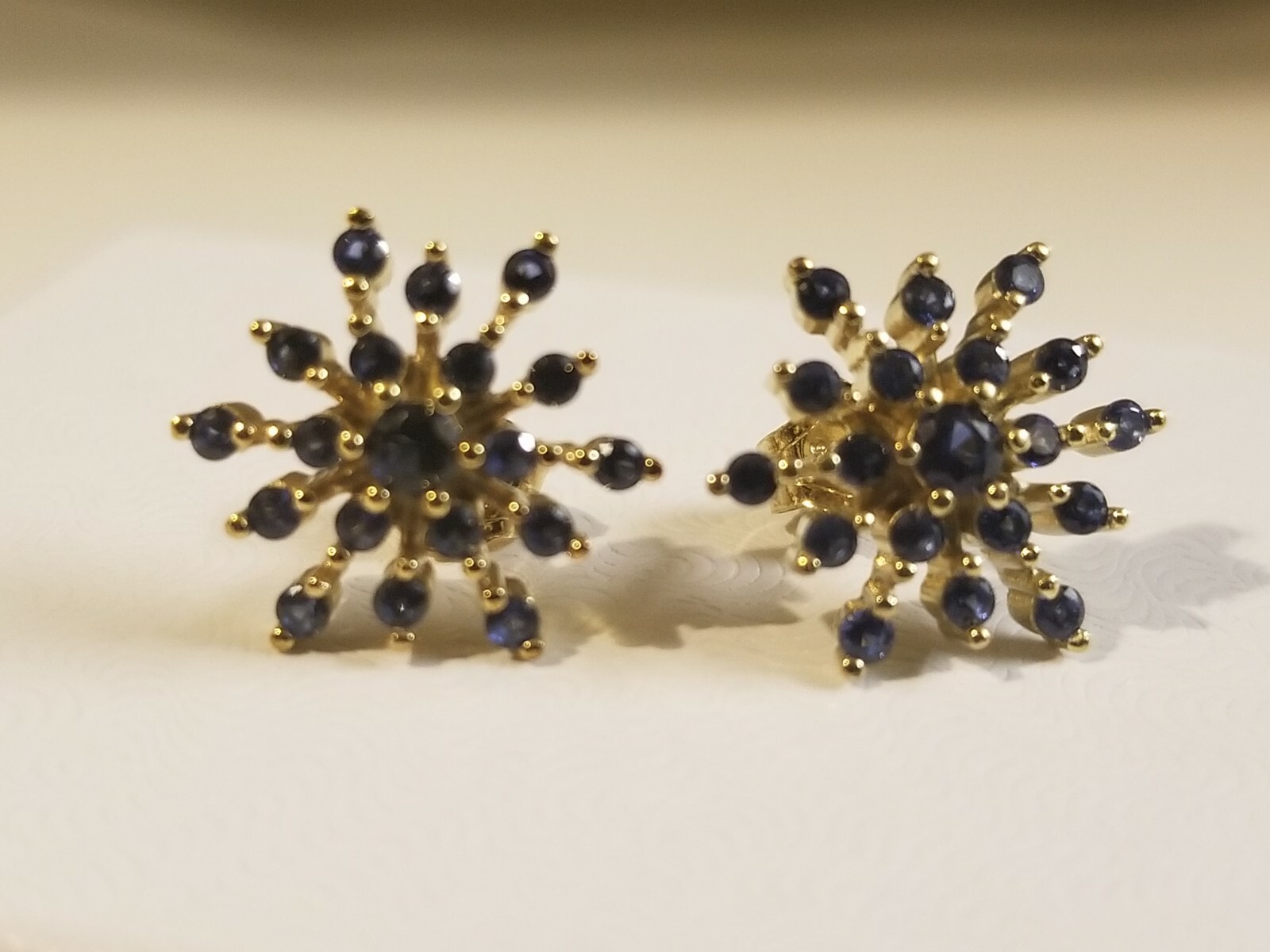 Gold Plated Sterling Silver Earrings with Lab Created Emerald, Sapphire or Ruby