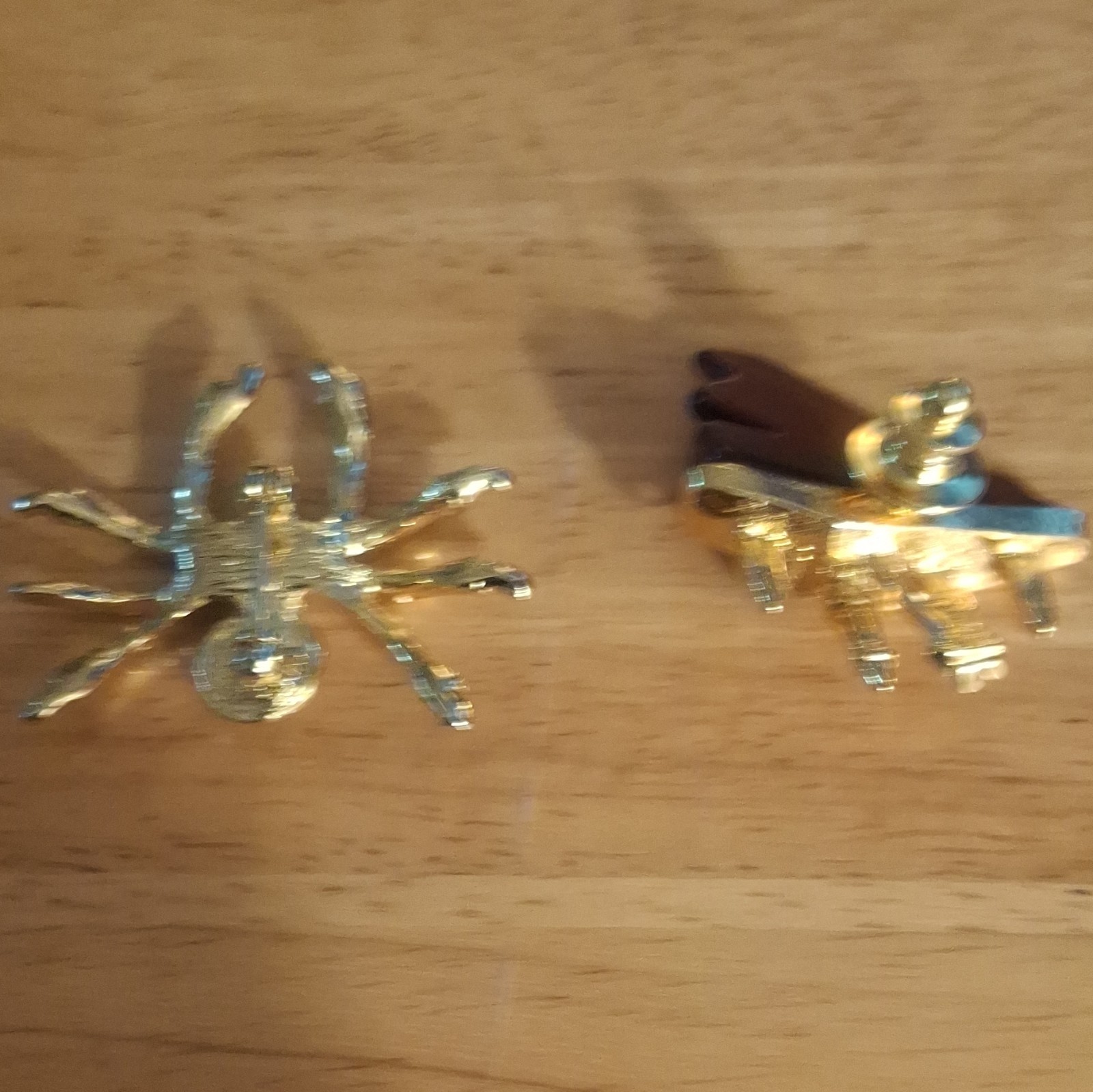 Gold Tone Rhinestone Pin Lot 2 Spider & Grand Piano Multicolor Metal