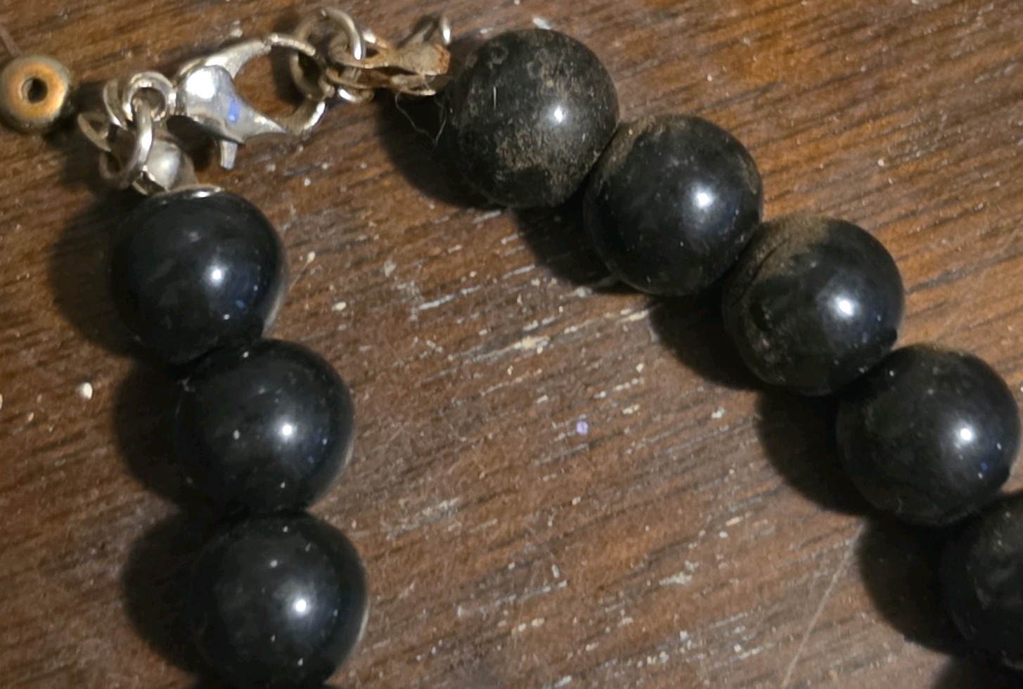 Beaded Necklace Lot of 3, Black Purple Orange, Wood & Plastic, Hook