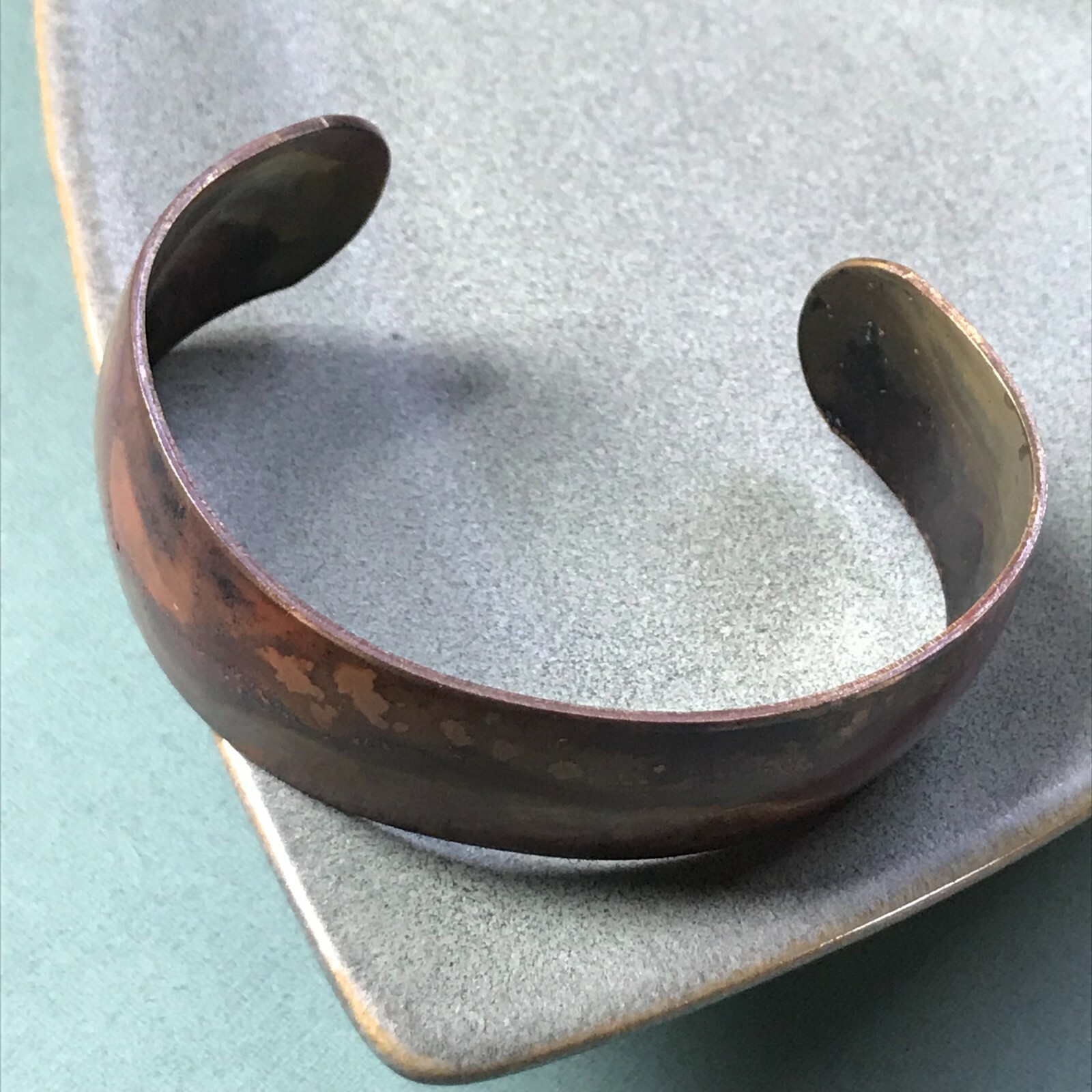 Estate Very Pretty Solid Copper Swirly Cuff Bangle Bracelet – 2.25 inches in dia