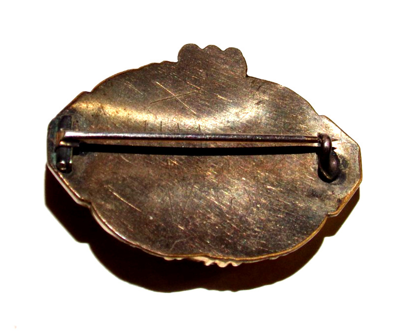 Antique 1800’s Tube Hinged C Clasp Gold Toned Decorative Metal Brooch Victorian