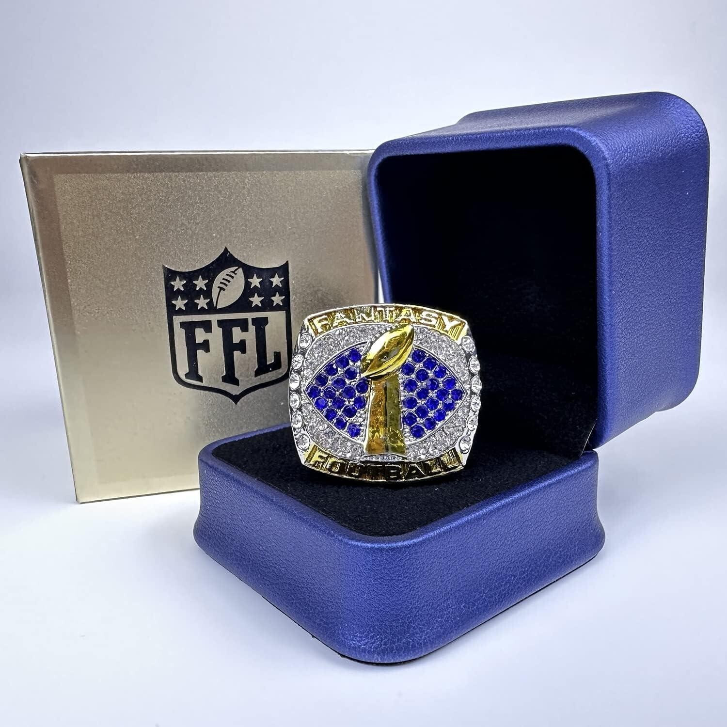 Fantasy Football Championship Ring – FFL Ring with Display Box SZ.11