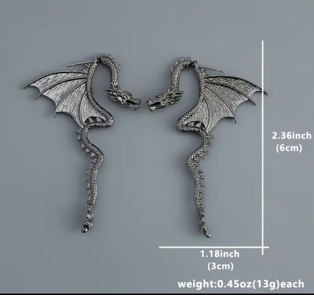 HOT TOPIC GOTH INSPIRED DRAGON DANGLE EARRINGS NWOT