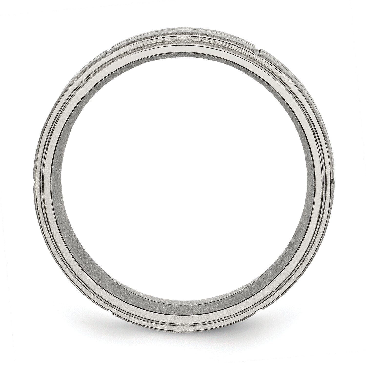 Chisel Titanium Brushed Center Block Design 8mm Ridged Edge Band TB187
