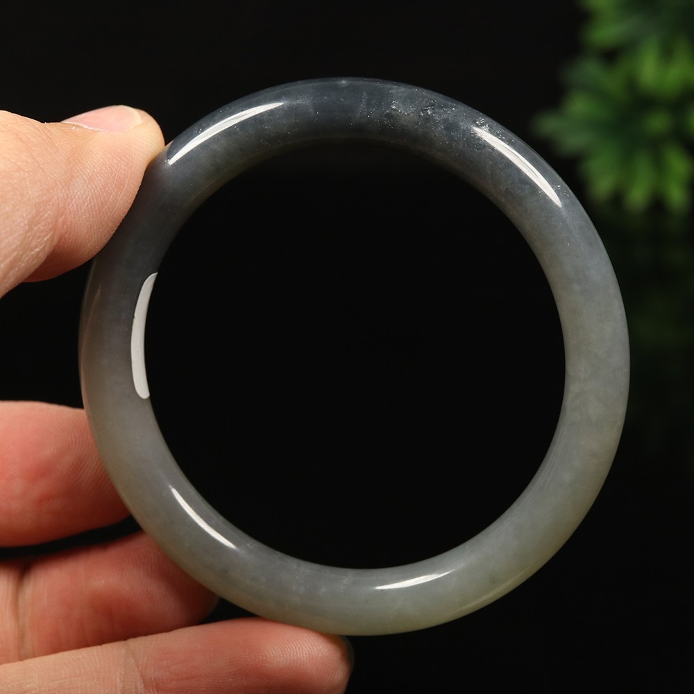 53mm Certified 100% Natural Grade A Black Green Xiu Jade Bangle Bracelet 12531