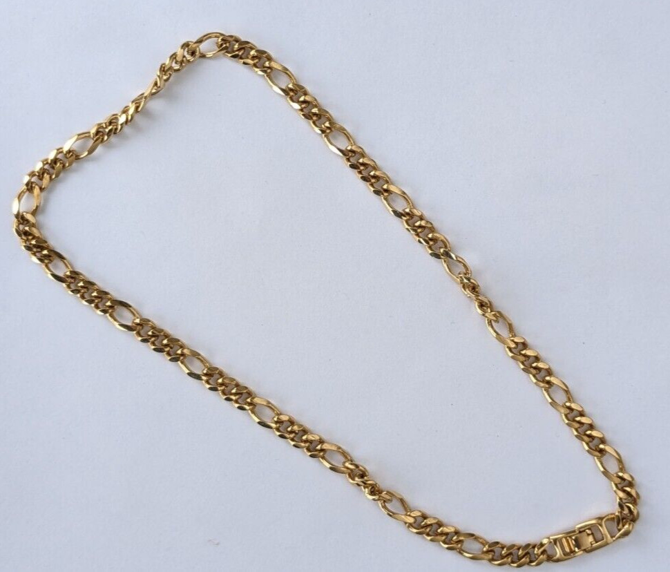 Gold tone chain necklace, 20.0 inches alternate decorative links metal chain