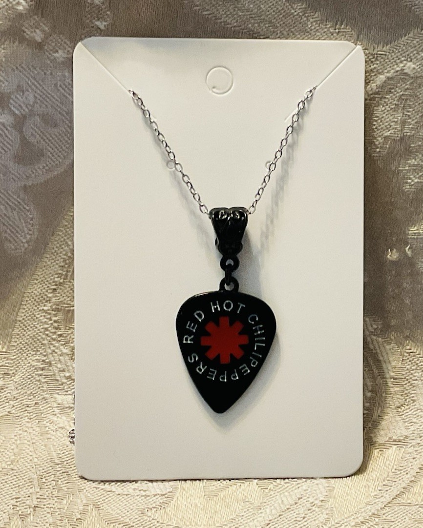 RED HOT CHILI PEPPERS Black Pendant Silver Necklace Fashion Festival Jewelry