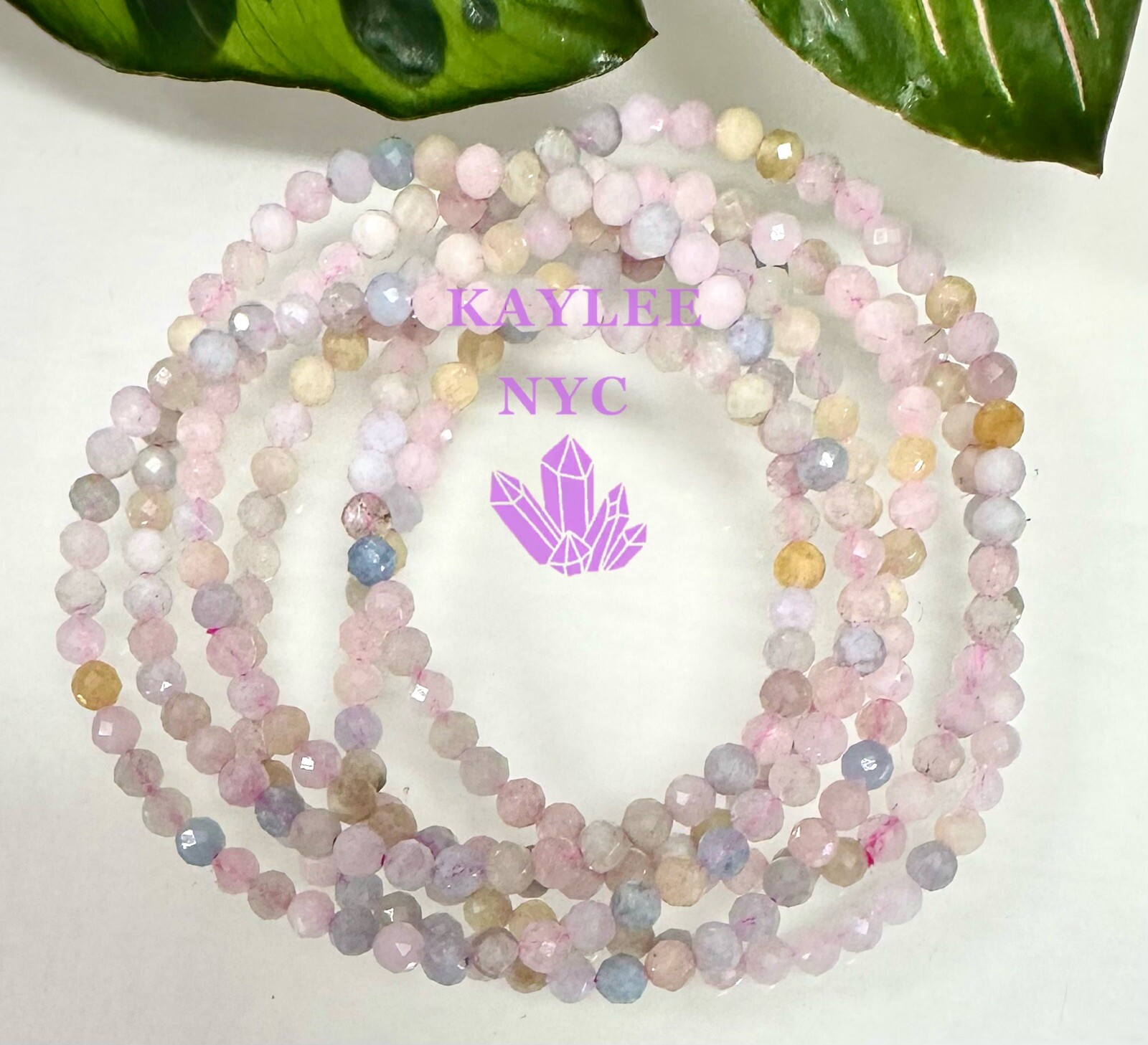Wholesale 6 Pcs Natural Morganite 4mm Faceted 7.5” Stretch Bracelet