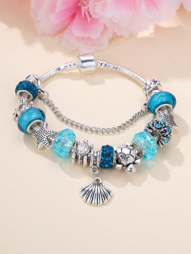 Shell Flower Starfish Pendant Bracelet for Women Beach Ocean Charm Jewelry