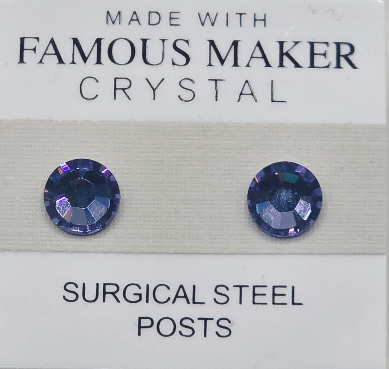 Blue Purple Round Stud Earrings 7mm Crystal Circle Made with Swarovski Elements