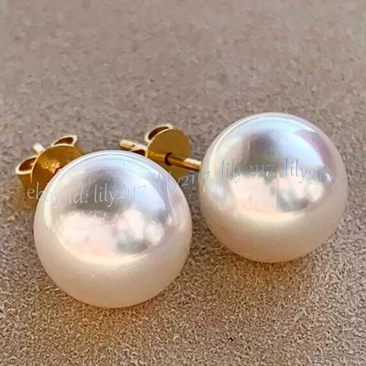Gorgeous Huge 12-13mm South Sea White Round Pearl Stud Earrings 14k Yellow Gold