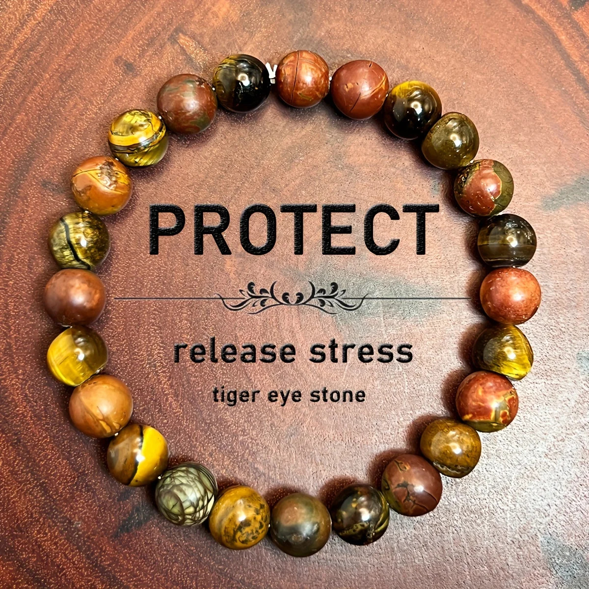 Men Protection Bracelet Natural Tiger Eye Stone Matte Picasso Jasper Bracelet