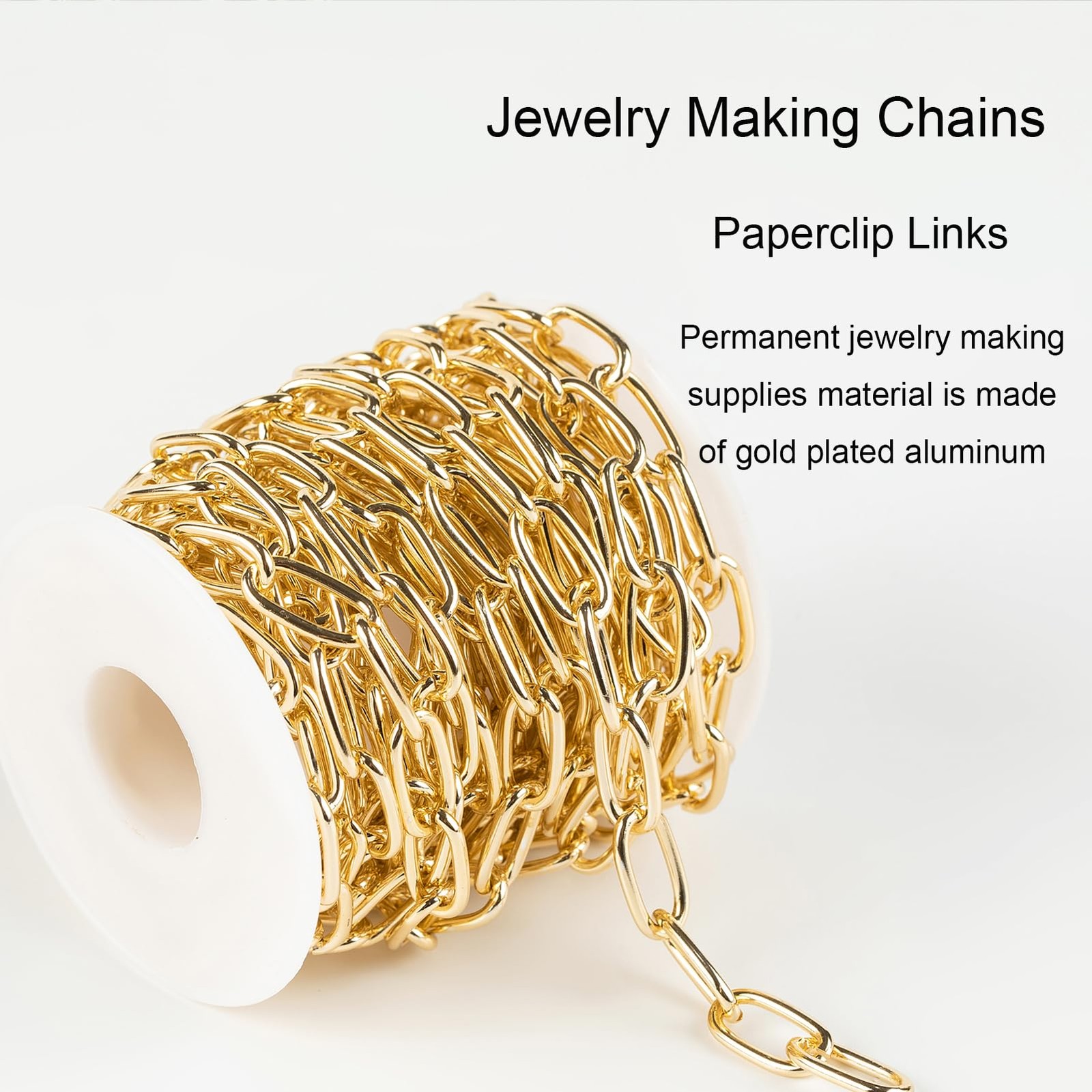 5 Meters Gold Plated Aluminum Jewelry Making Chains Oval Paperclip Cable Chai…