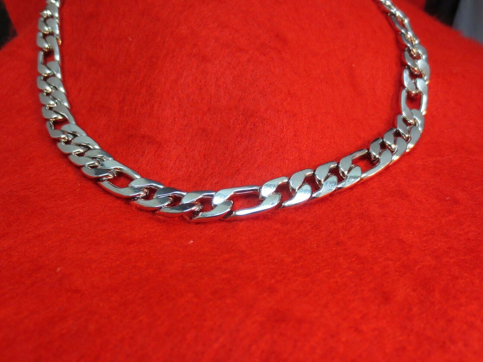 24″ 10MM STAINLESS STEEL SILVER 10MM FIGARO NECKLACE W/SPECIAL CLASP WAS $15.95
