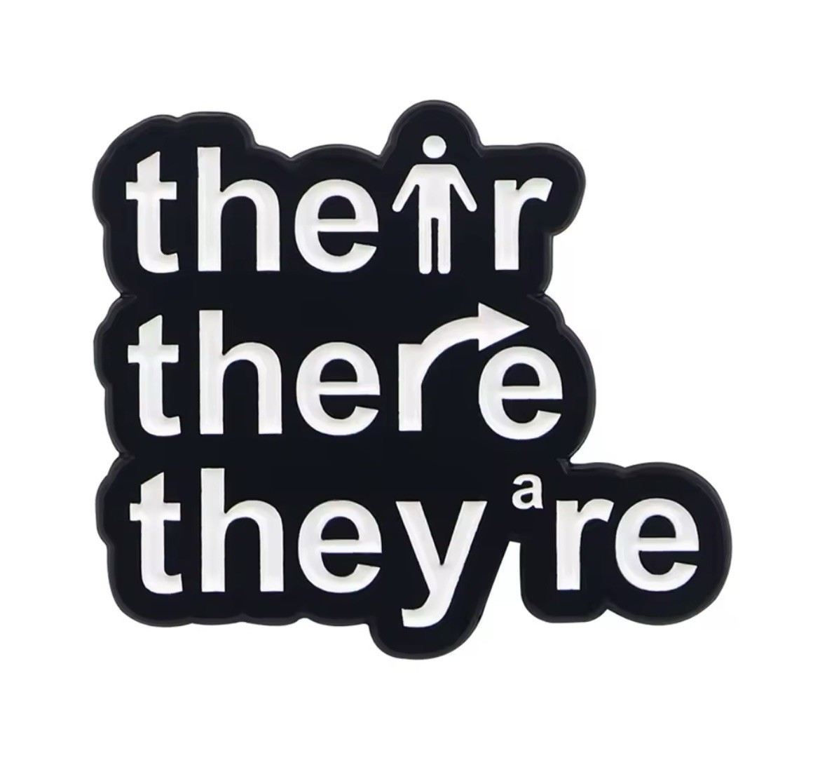 Their There They’re Style 1pc Pin Rubber Backer Enamel Funny Pin FREE SHIPPING