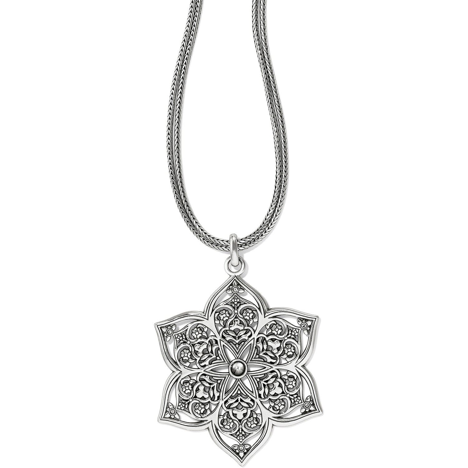 NWT Brighton CASABLANCA JEWEL Convertible Reverse Long Silver Necklace MSRP $88