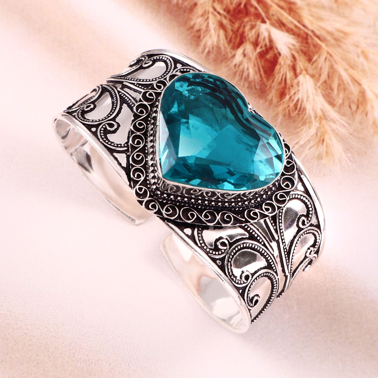 Handmade Blue Topaz Sterling Silver Cuff Bracelet