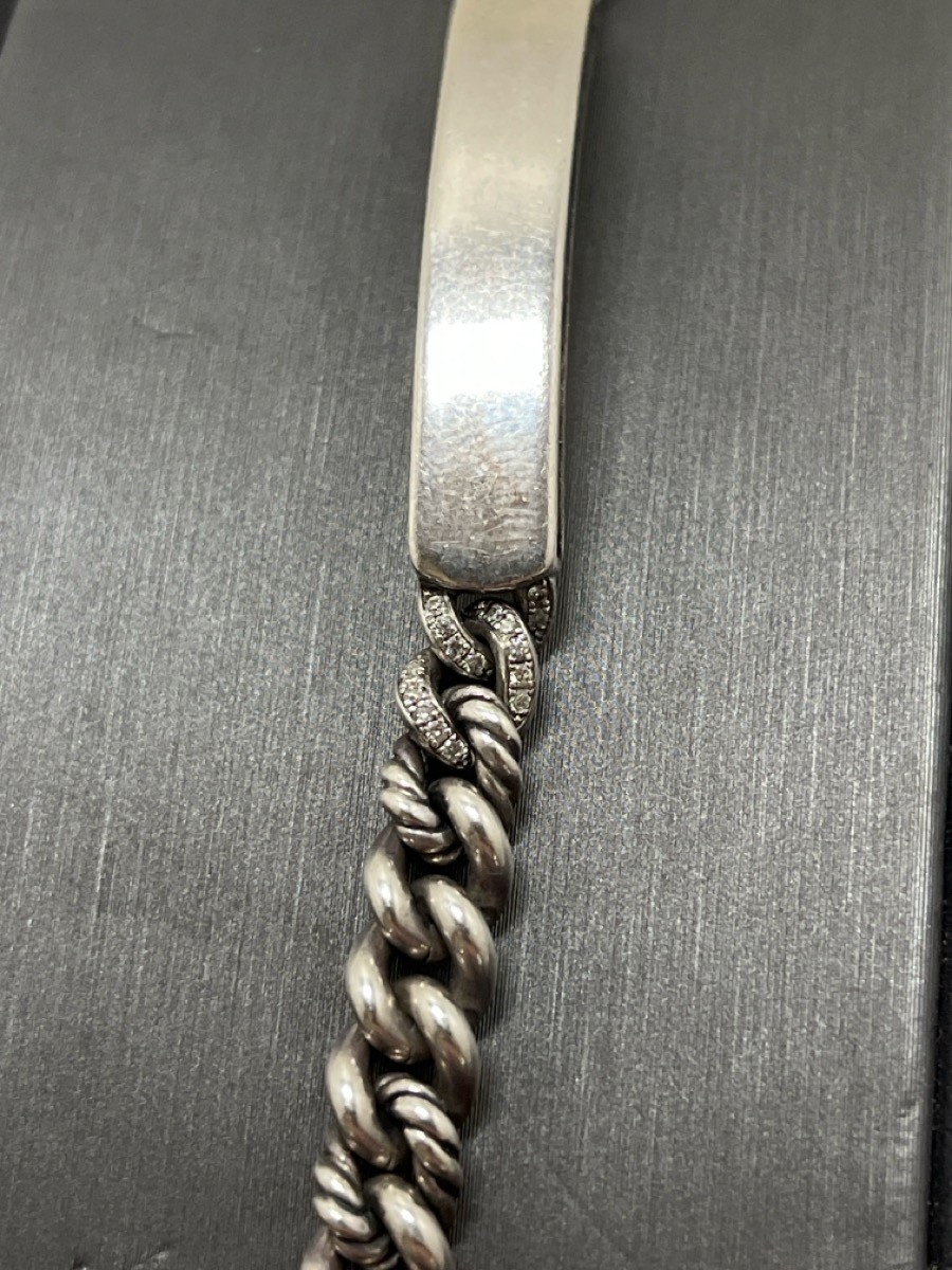 DAVID YURMAN CHAIN ID BRACELET, SILVER WITH DIAMOND CHIPS (G69006831)