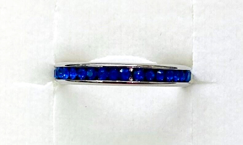 QVC Steel by Design Crystal Birthstone Eternity Band Ring Sapphire September 6