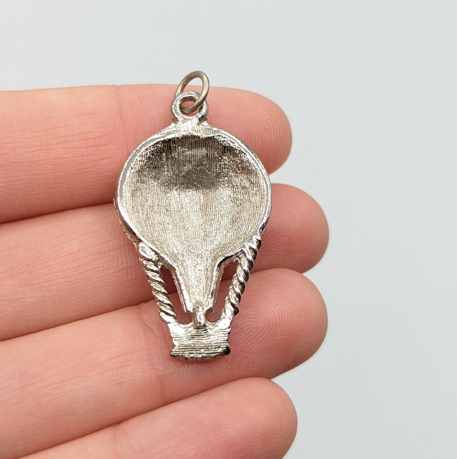 Silver Tone Textured Hot Air Balloon Travel Transportation Charm Pendant