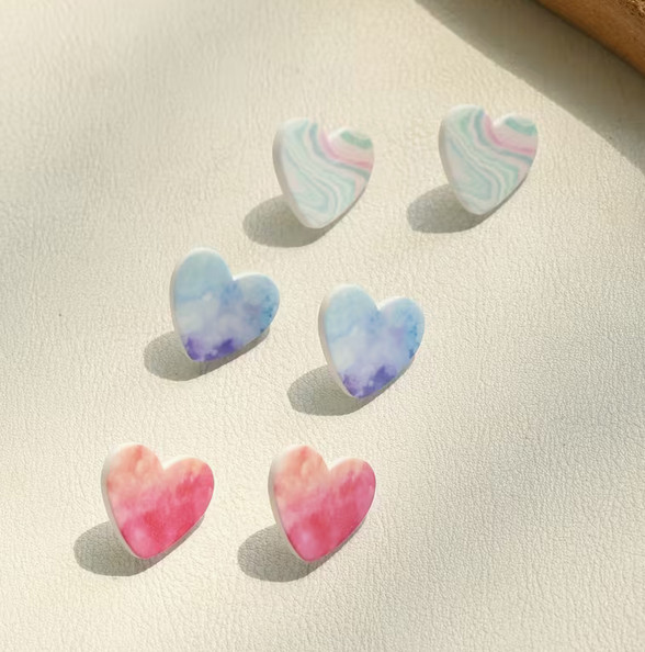 Tie dye herat stud earring set