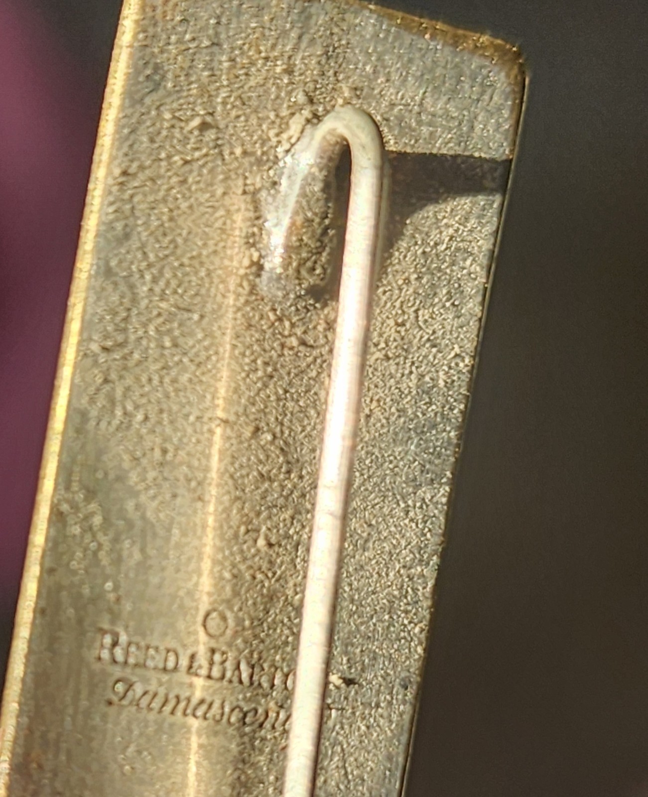 Reed & Barton Birds Rectangle Silver & Gold Tone Metal Stick Pin, Signed