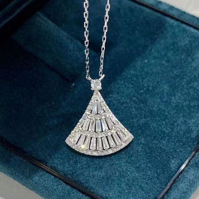 Fashion Women 925 Silver Filled Wedding Necklace Pendant Cubic Zirconia Jewelry