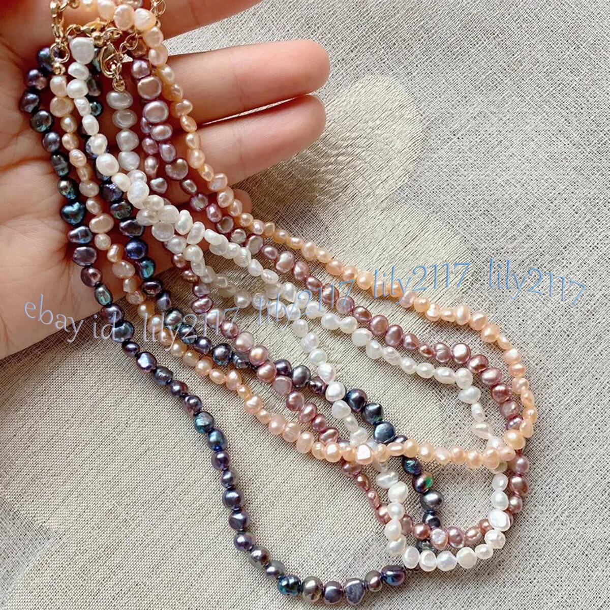 Small 4-5mm Genuine Natural Multicolor Freshwater Baroque Pearl Necklace 14-48”