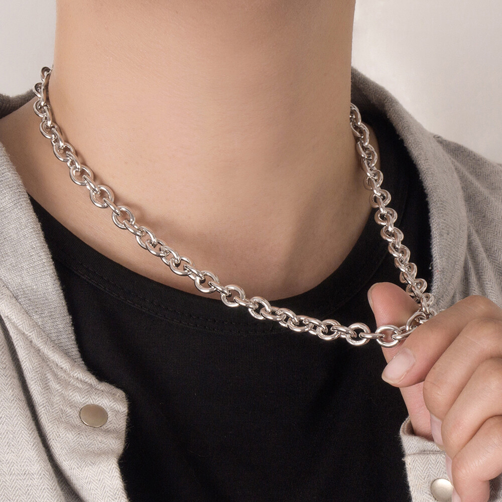Men’s 925 Sterling Silver Round Cable Chain Rolo Chain Necklace 8.5mm 16″-26″