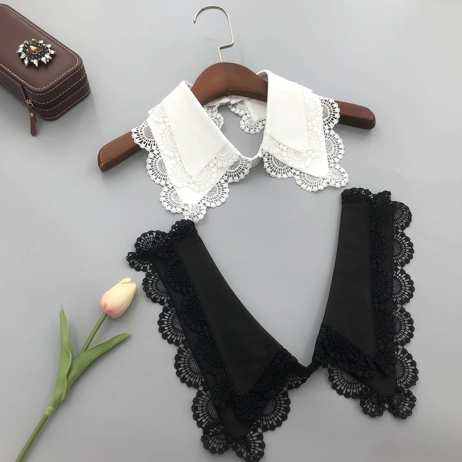 Detachable Dickey Faux Lapel False Collar Black White Women Girls Accessory