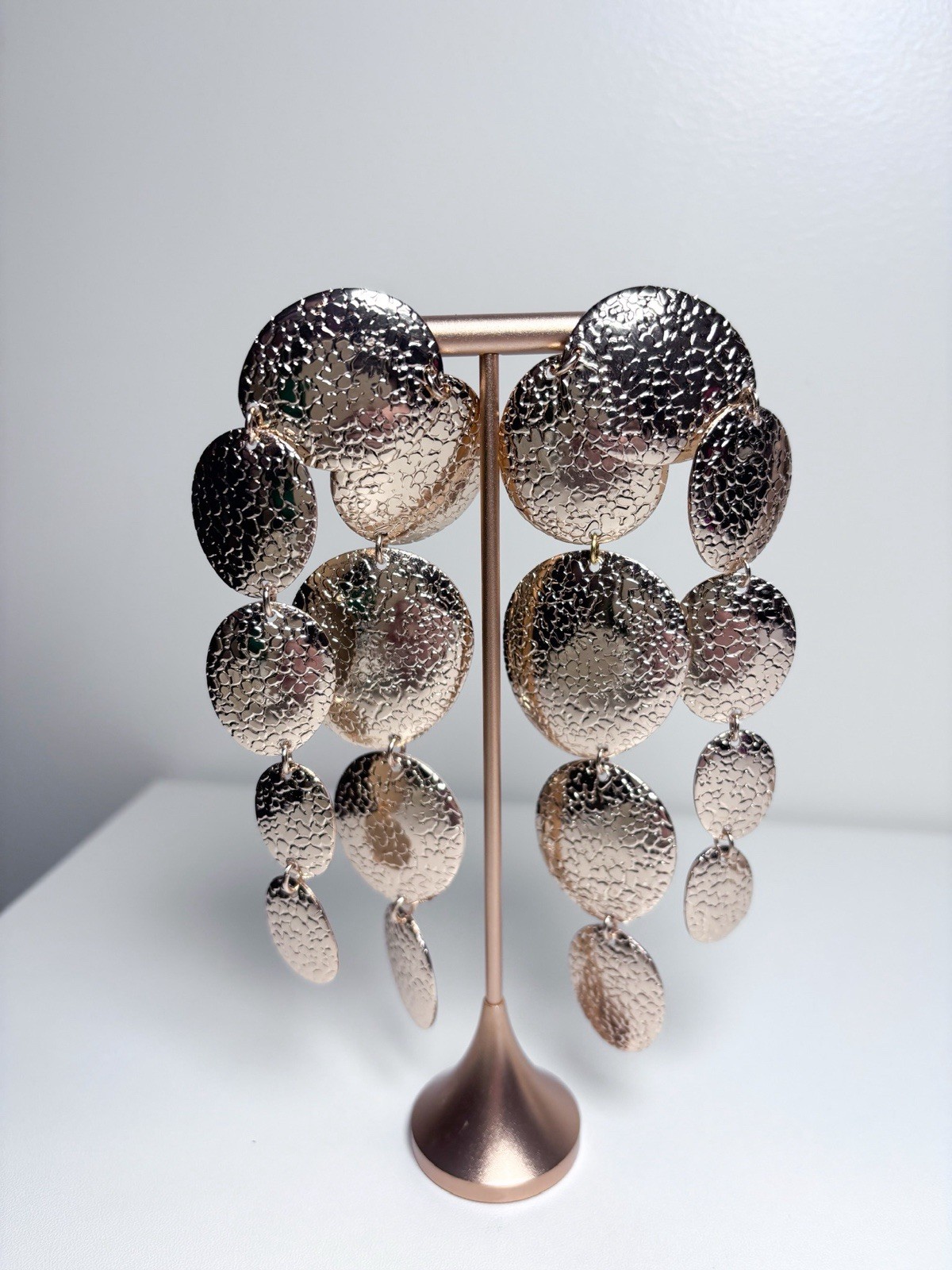 8 Other Reasons Revolve Gold Hammered Metal Statement Post Drop Earrings New