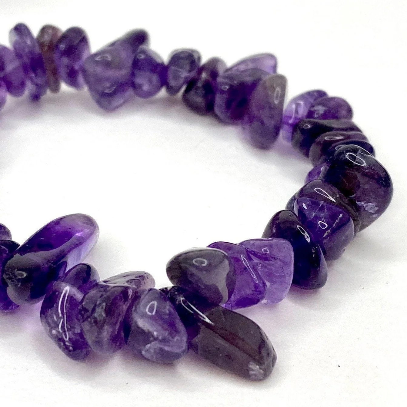 Amethyst Crystal Chip Bracelet: Calming Gemstone Stretch Bracelet