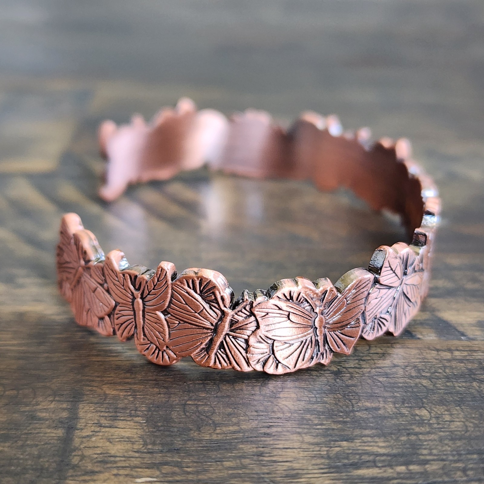 Pure Copper Butterfly Bracelet, Adjustable Copper Cuff, Butterfly Bangle