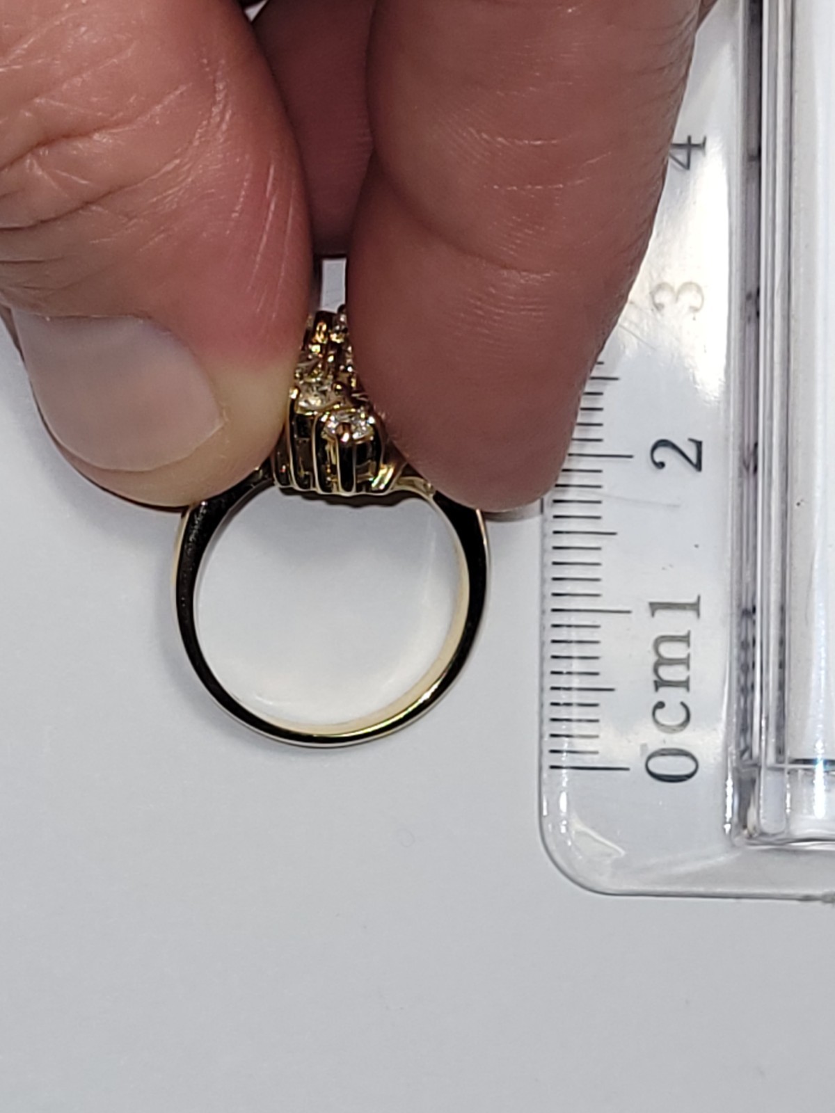 JQA 14K HGE Signed LIND Goldtone Cocktail Ring Clear CZ Crystal Statement Fashio