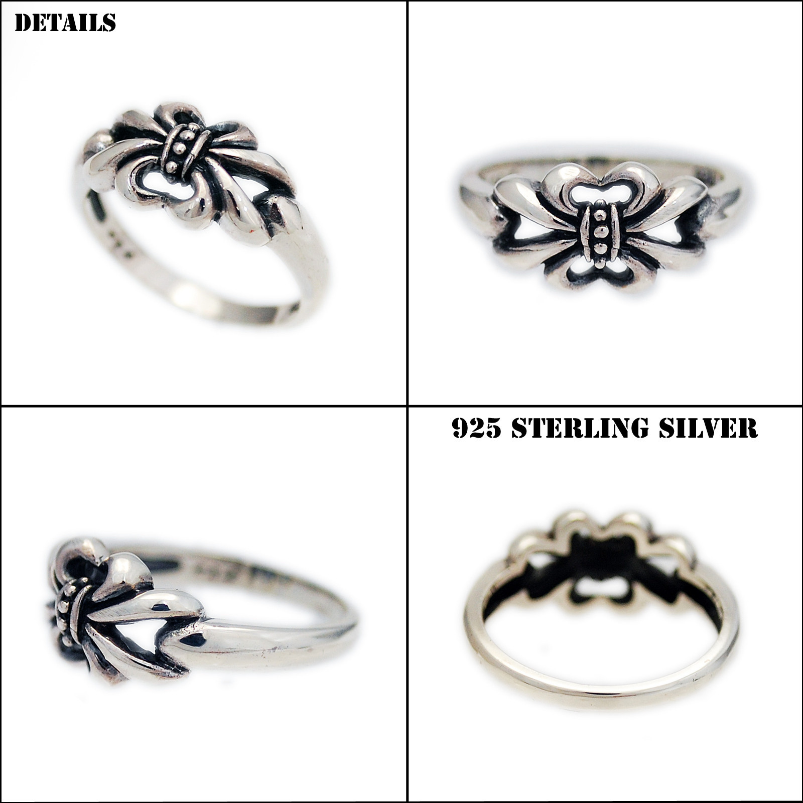 RIBBON KNOT 925 STERLING SILVER GOTHIC BIKER JEWELRY VINE FLORAL RING sa-r007