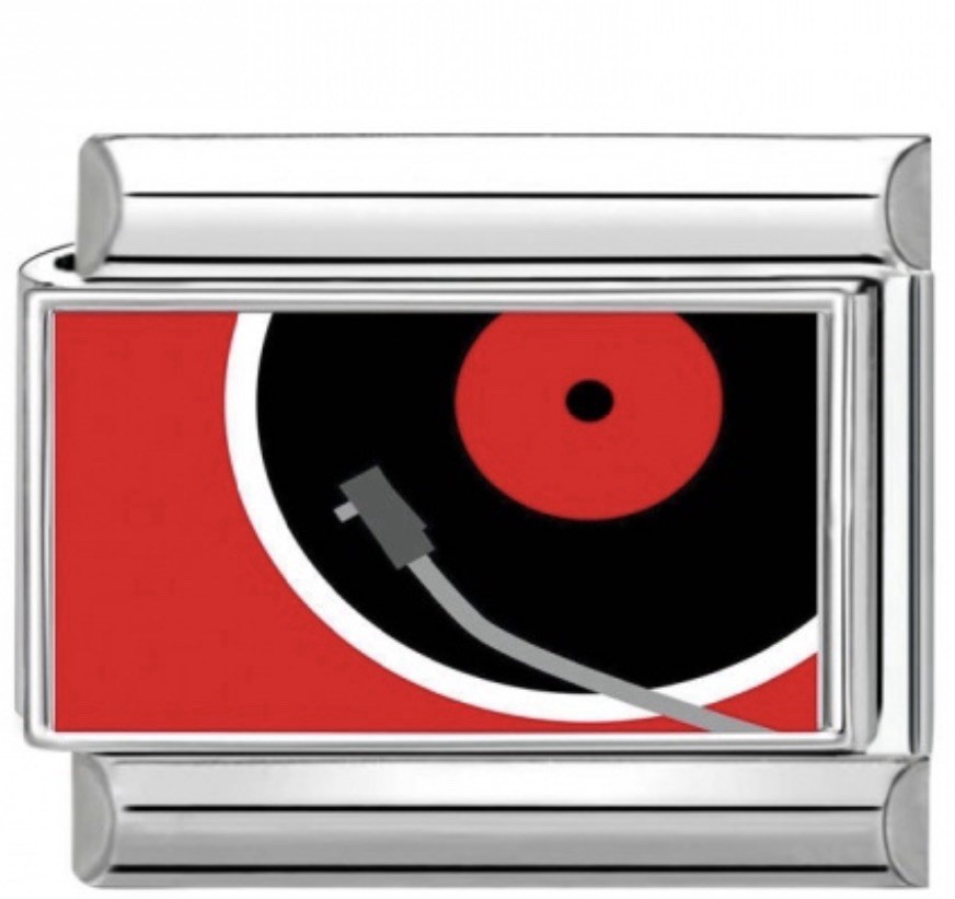 Old Vintage Record Player Italian Charm Enamel Link 9MM K2017
