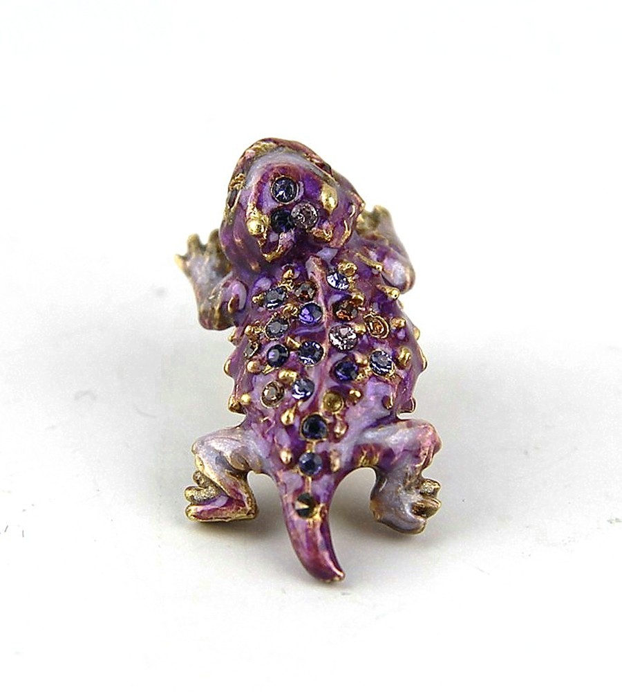 JAY STRONGWATER TACK PIN SUPER RARE PURPLE HORNED FROG SWAROVSKI BOX USA