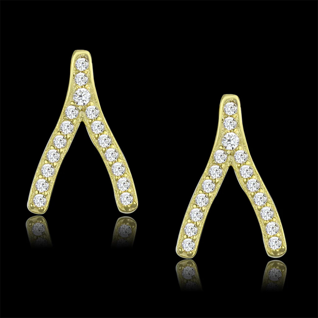 Women’s 925 Sterling Silver Gold CZ Clear 0.96(g) Stud Earrings