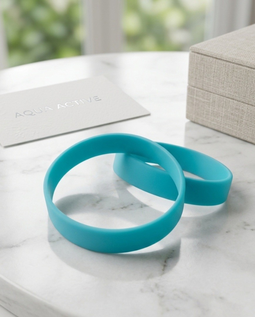 Six Pcs Of (Aqua Active Premium Silicone Wristband Bracelet).