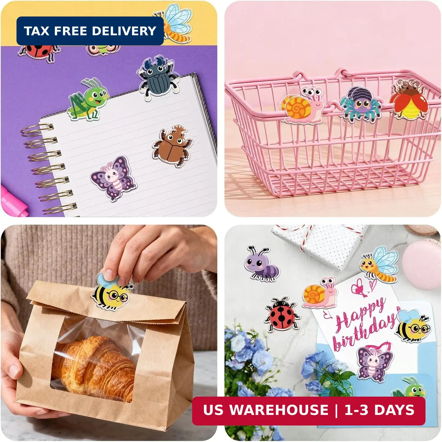 MAYJOYDIY 24Pcs 12 Styles Butterfly Bee Ladybug Acrylic Chip Clips Grasshopper D
