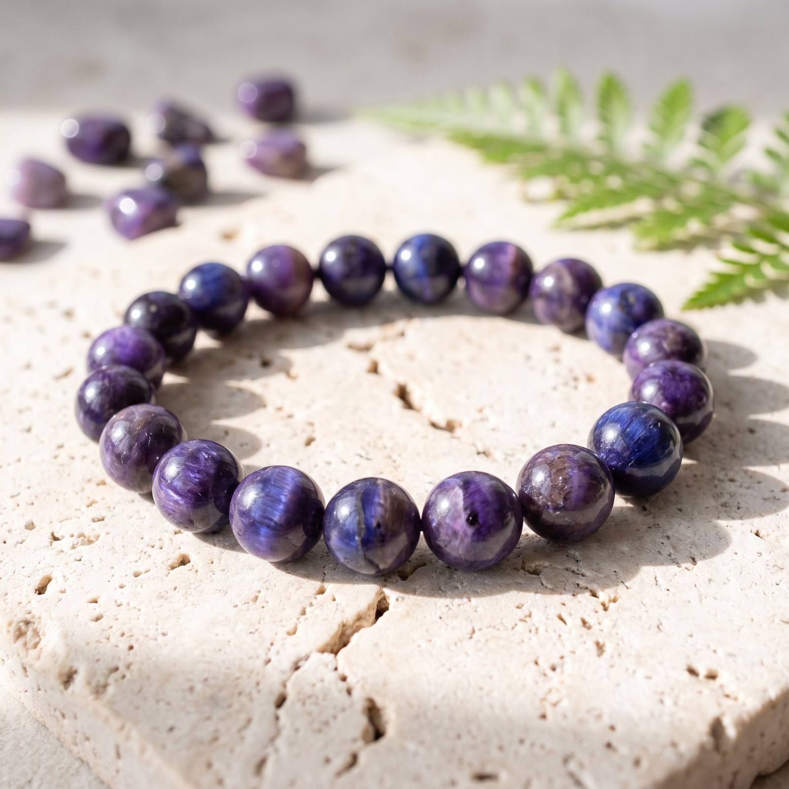 Genuine Sugilite Beaded Bracelet Natural Stone Smooth Round Stretch Boho 8mm