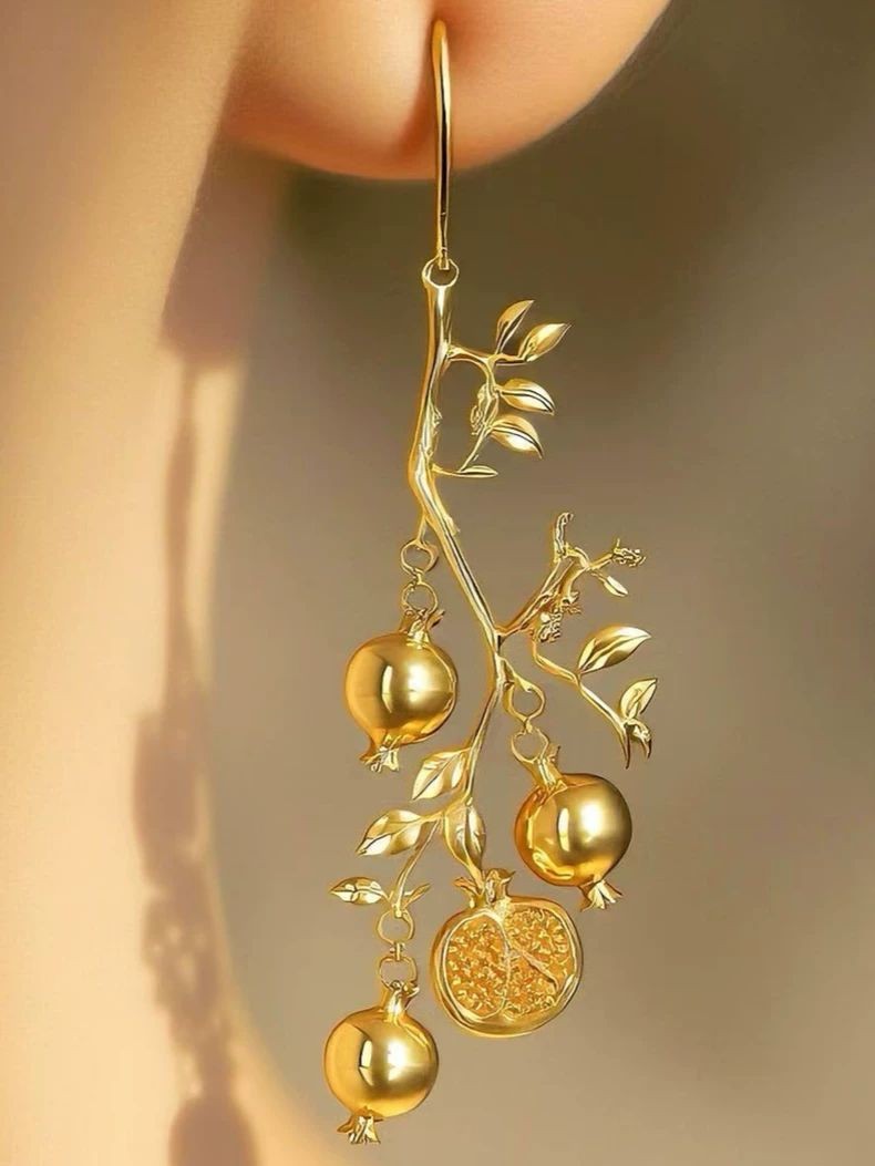 Gold plated pomegranate drop earrings chinese style new chinese fashion 1 pair-