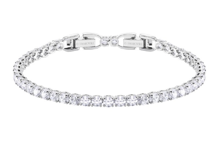 NWT Swarovski Dainty Silver Tone Bezel Clear Tennis Bracelet 5409771
