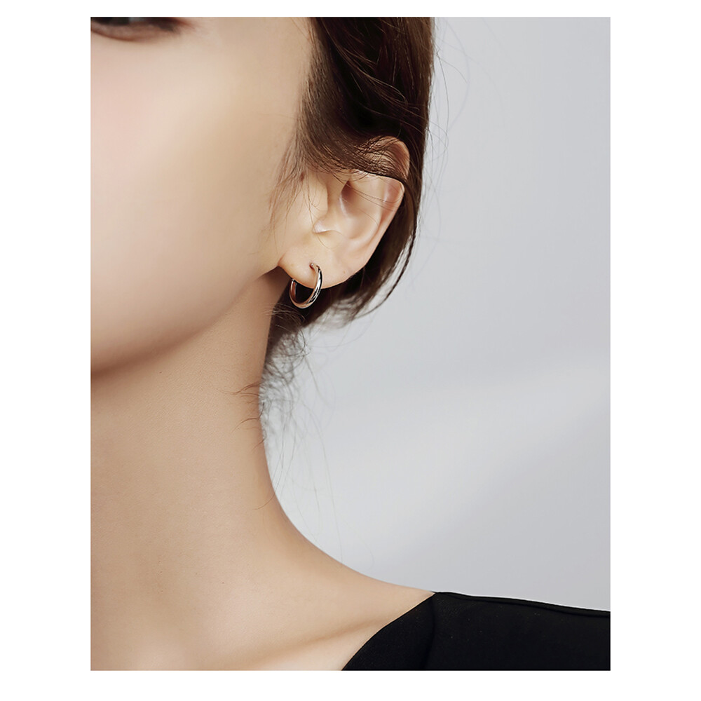Elegant 925 Sterling Silver Hoop Earrings for Women Men Jewelry 8 10 12 14 16MM