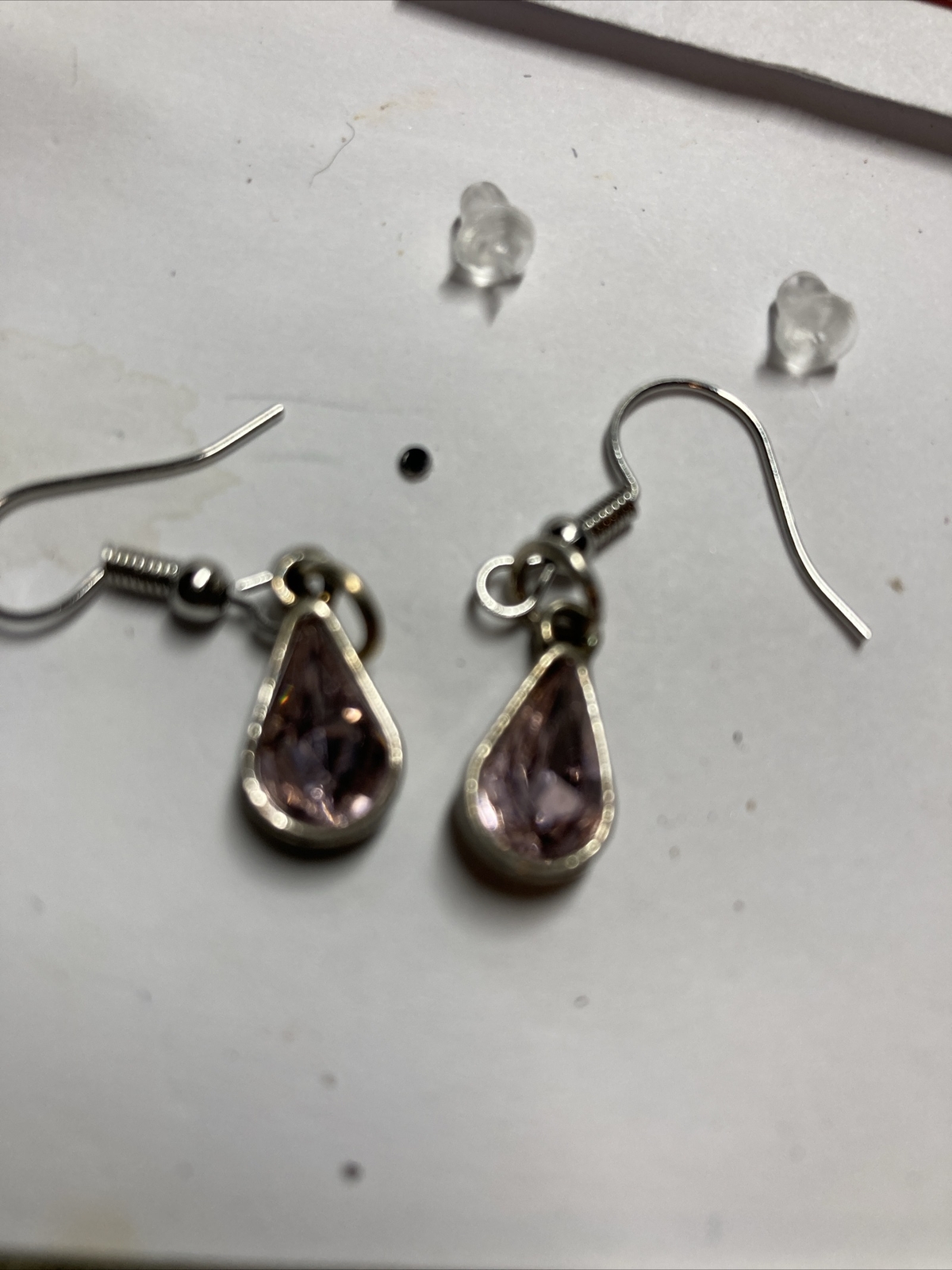 Light Pink Drop Earrings With Nickel Free Brass Hooks