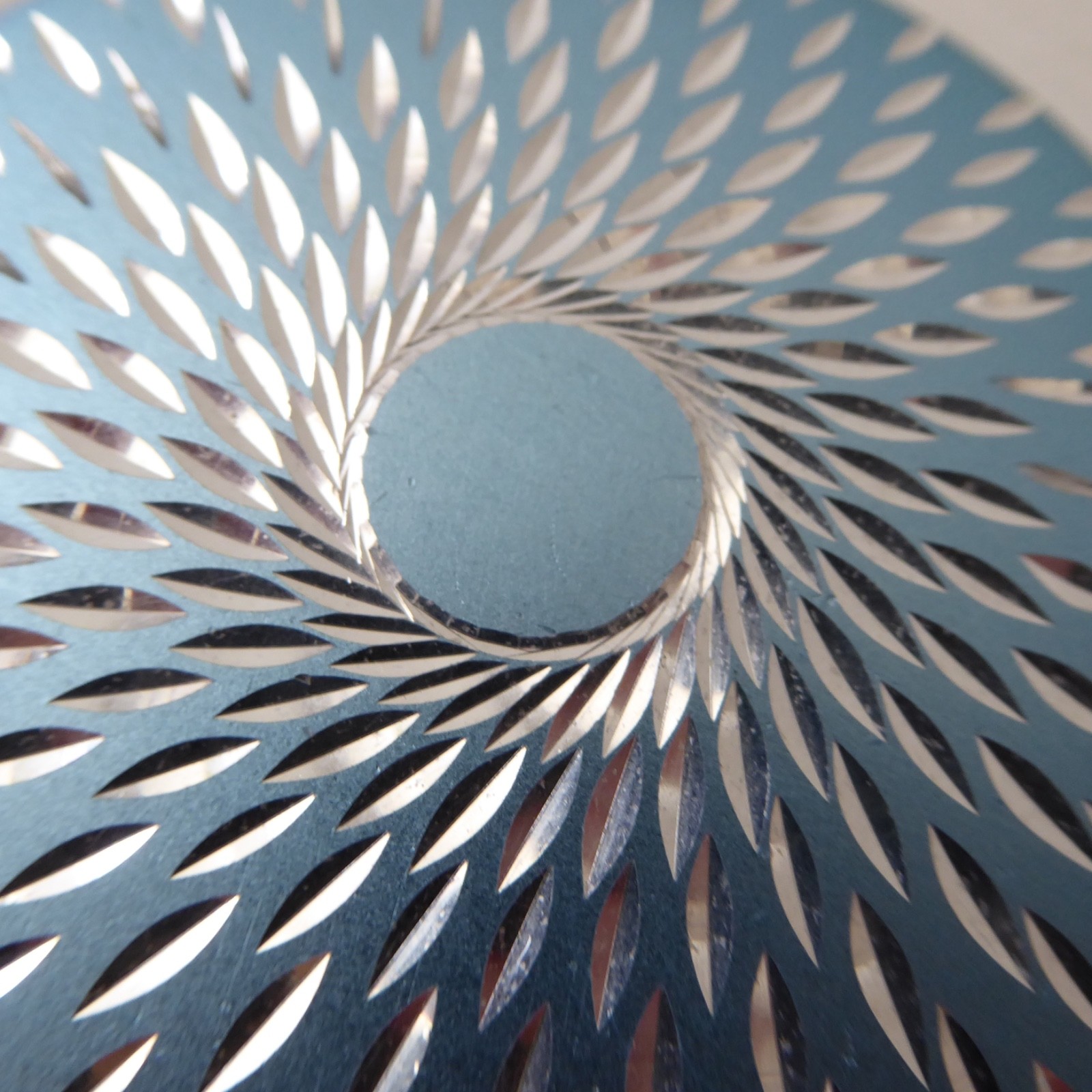 Conrah cristillium pendant necklace. Aluminium anodised blue metal. Geometric
