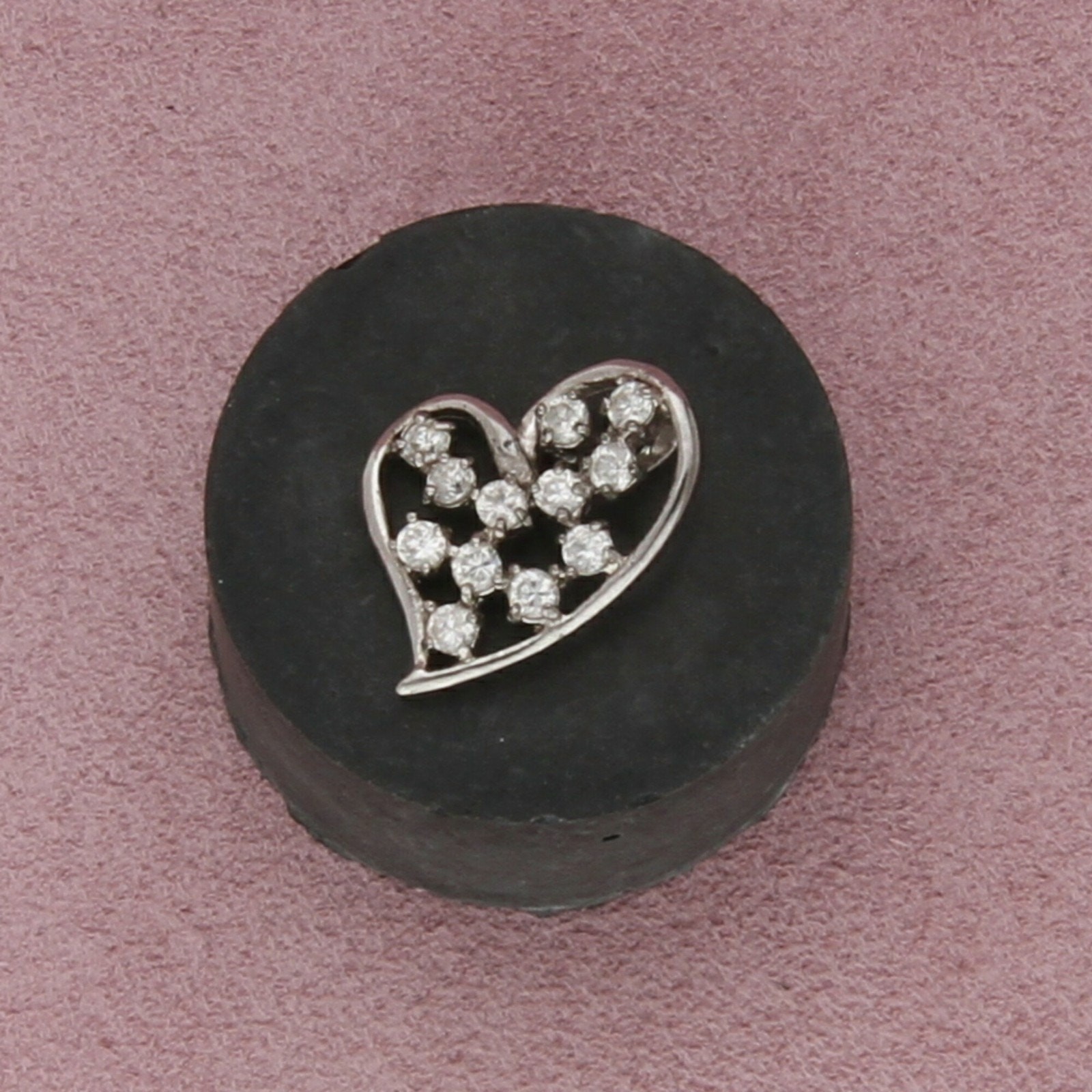 sterling silver round-cut cz cluster heart pendant