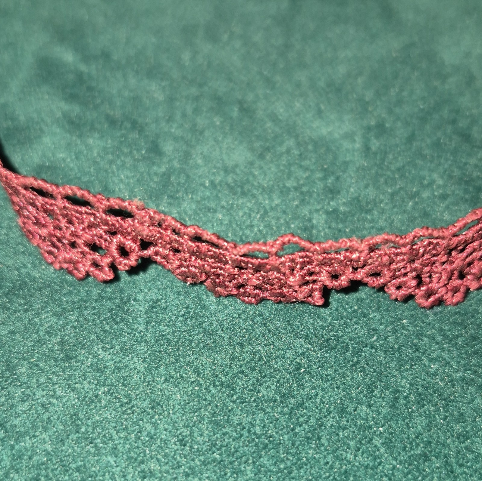 Red Lace Choker Necklace Cable Chain Lobster Clasp Adjustable