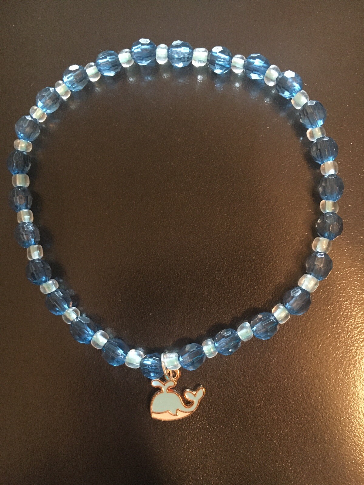 Womens Girls Blue Whale Fish Anklet Stretch Bracelet, Beach/water Jewelry Gift