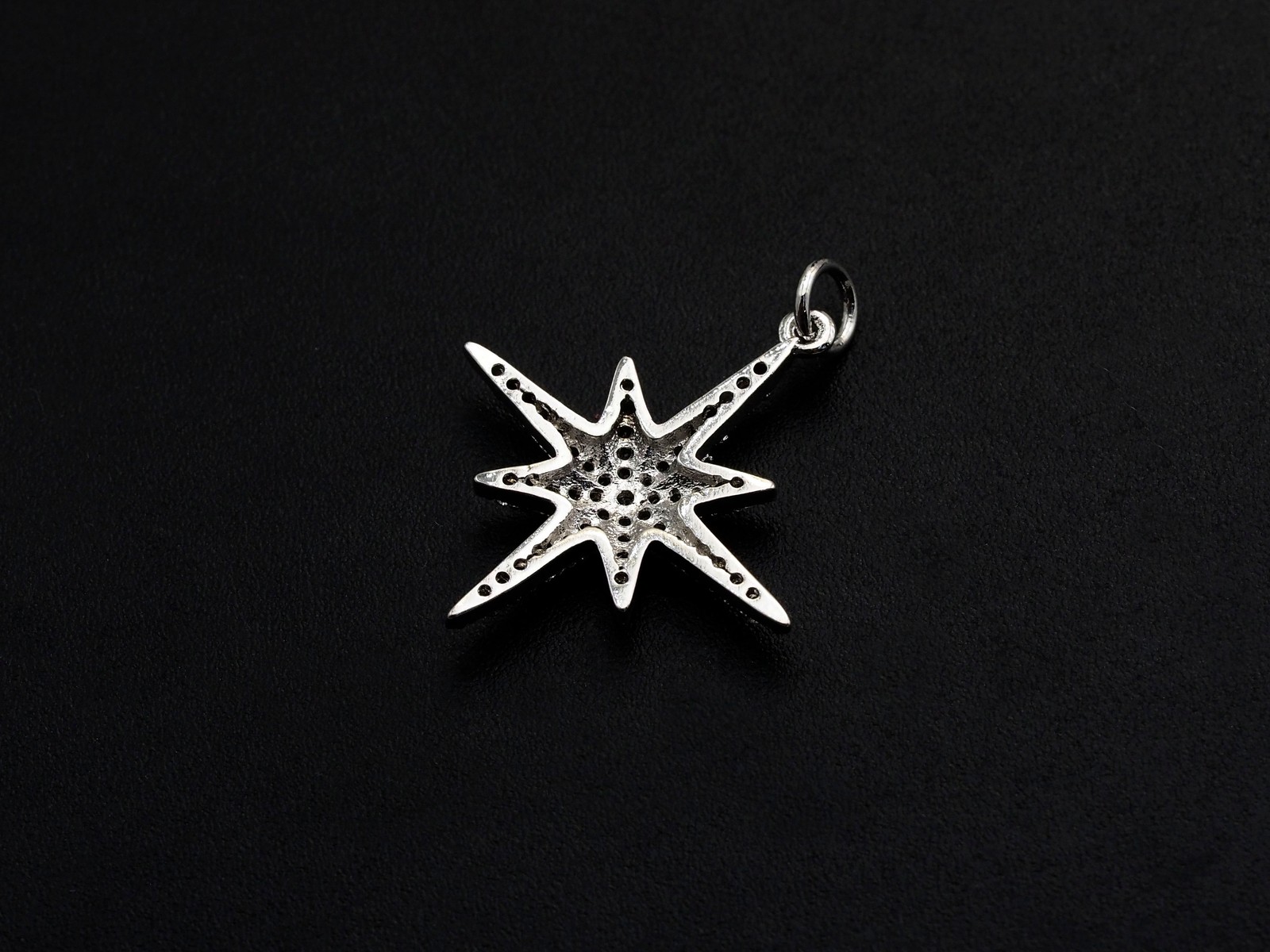 Clear CZ Micro Pave North Star Shaped Pendant/Charm, Star Cubic Zirconia
